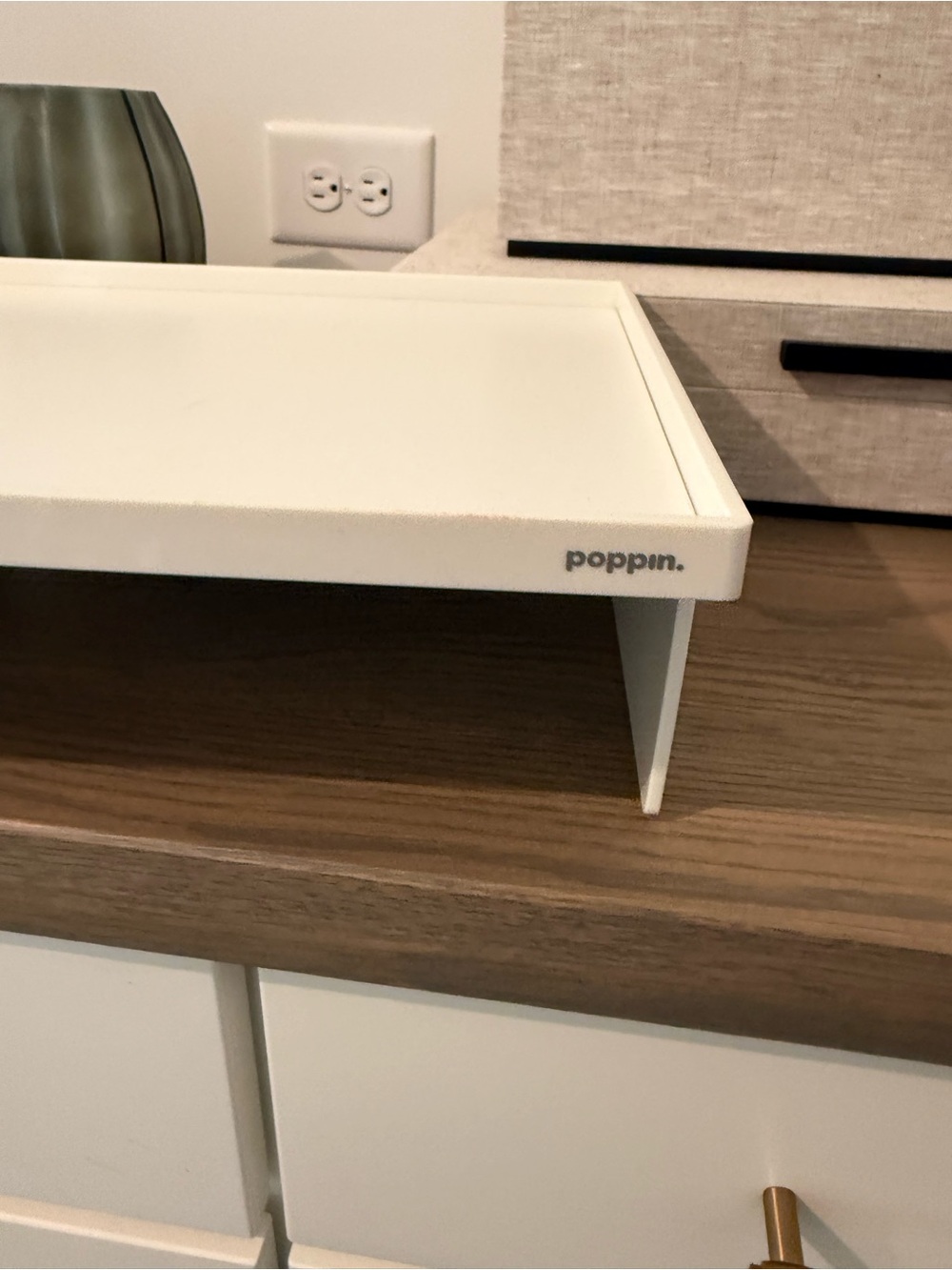 Poppin White Monitor Stand Riser for Desk Organization